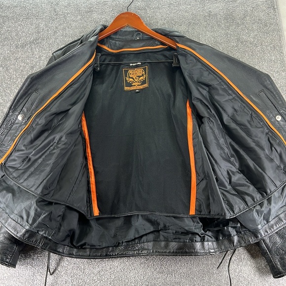 Milwaukee Long Sleeve Zip Motorcycle Jacket Black Leather Men XL Zip Out Liner - Picture 4 of 15